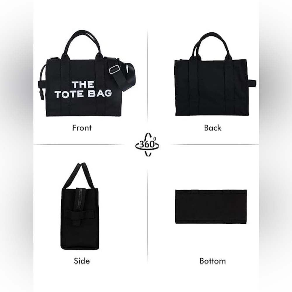 NWT Tuobo Tote Bag for Women with Zipper, Canvas Tote Bags, Crossbody Tote Bag - Picture 3 of 5